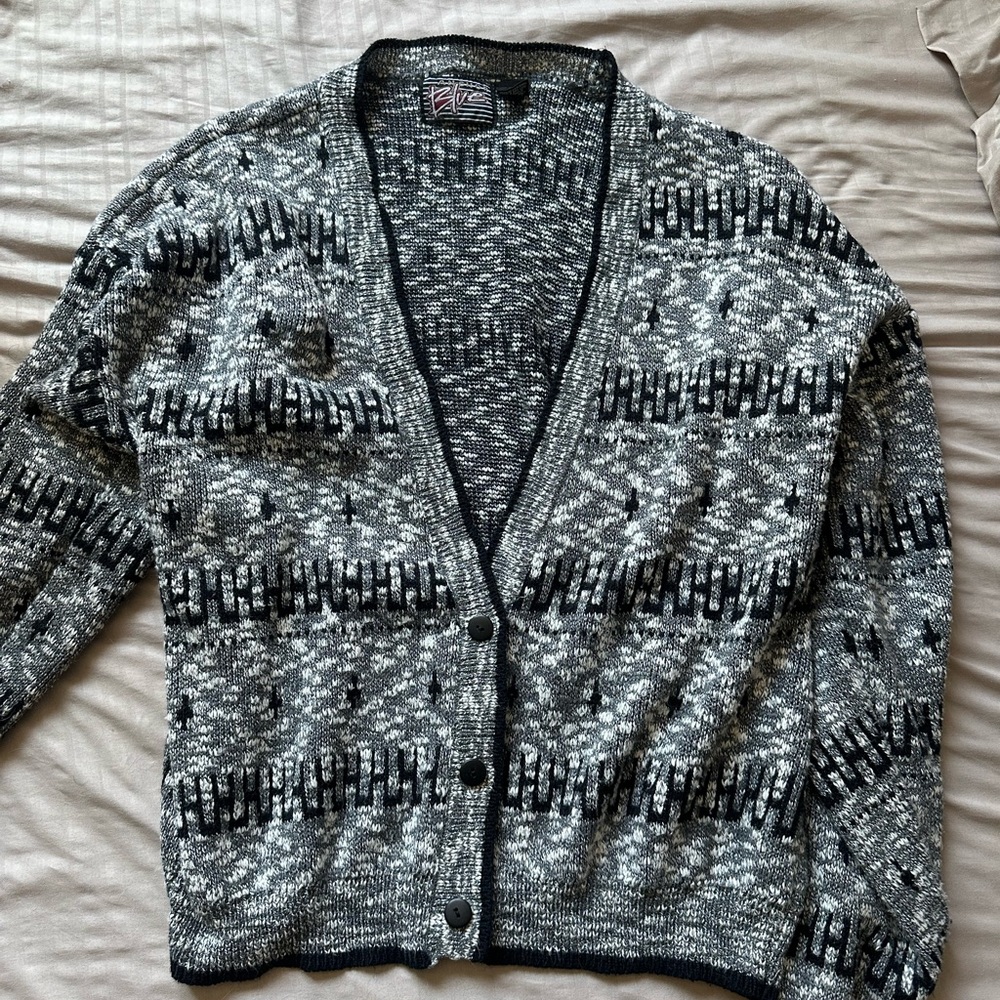 Anchor Blue Black and White Knit Sweater